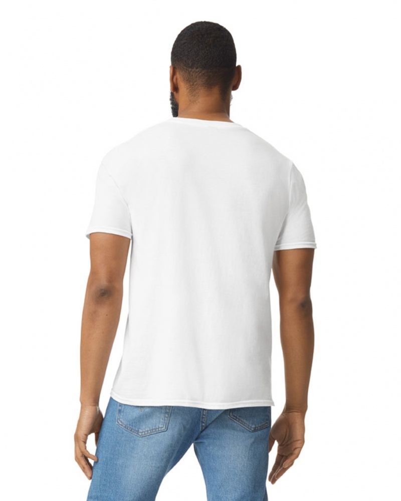 White Men's Gildan 64000 T-Shirts | JKCL61035