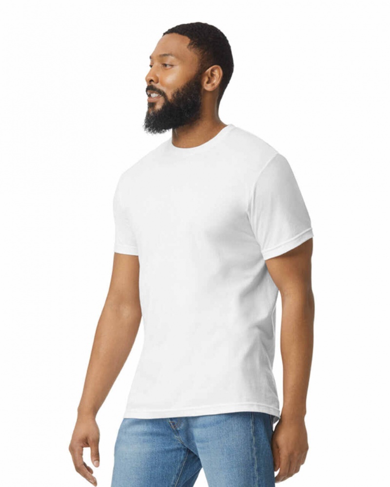 White Men's Gildan 67000 CVC T-Shirts | XEAY54021