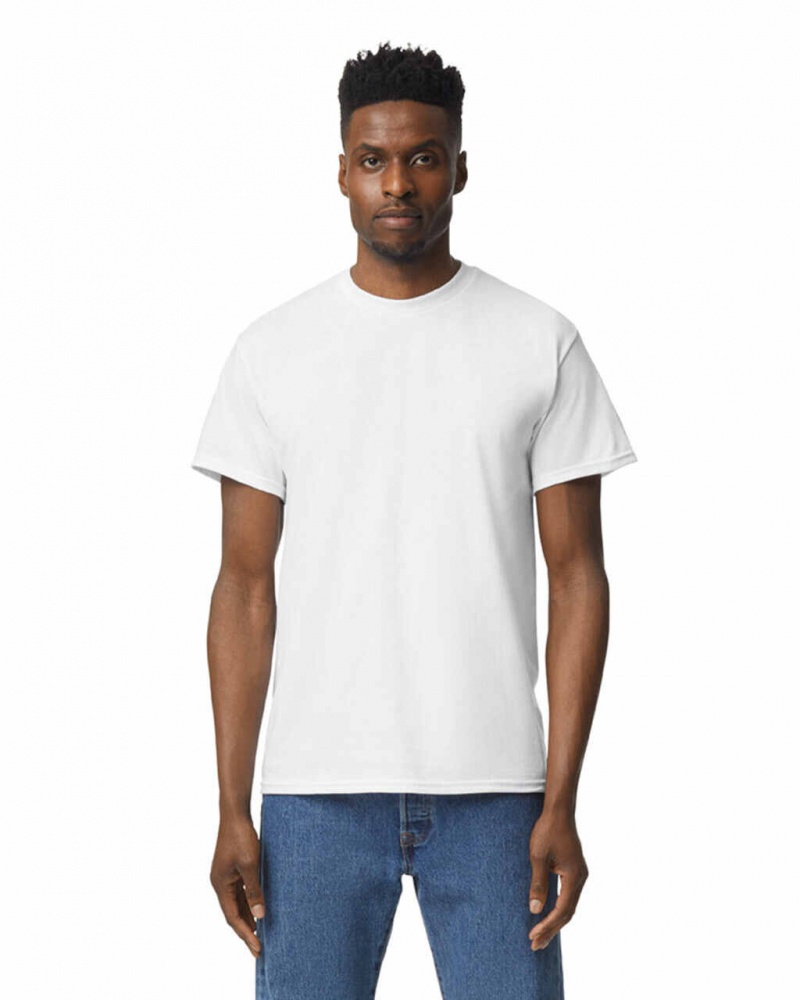 White Men's Gildan 8000 T-Shirts | HURK25647