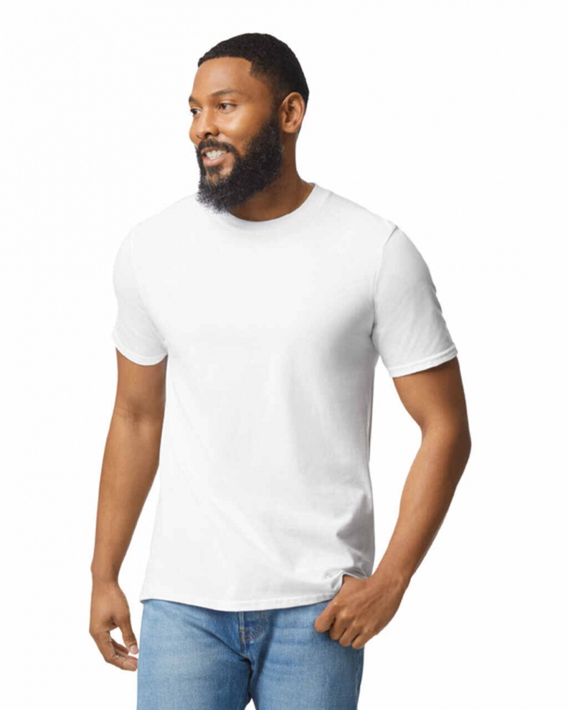 White Men's Gildan 980 T-Shirts | MZDK53072