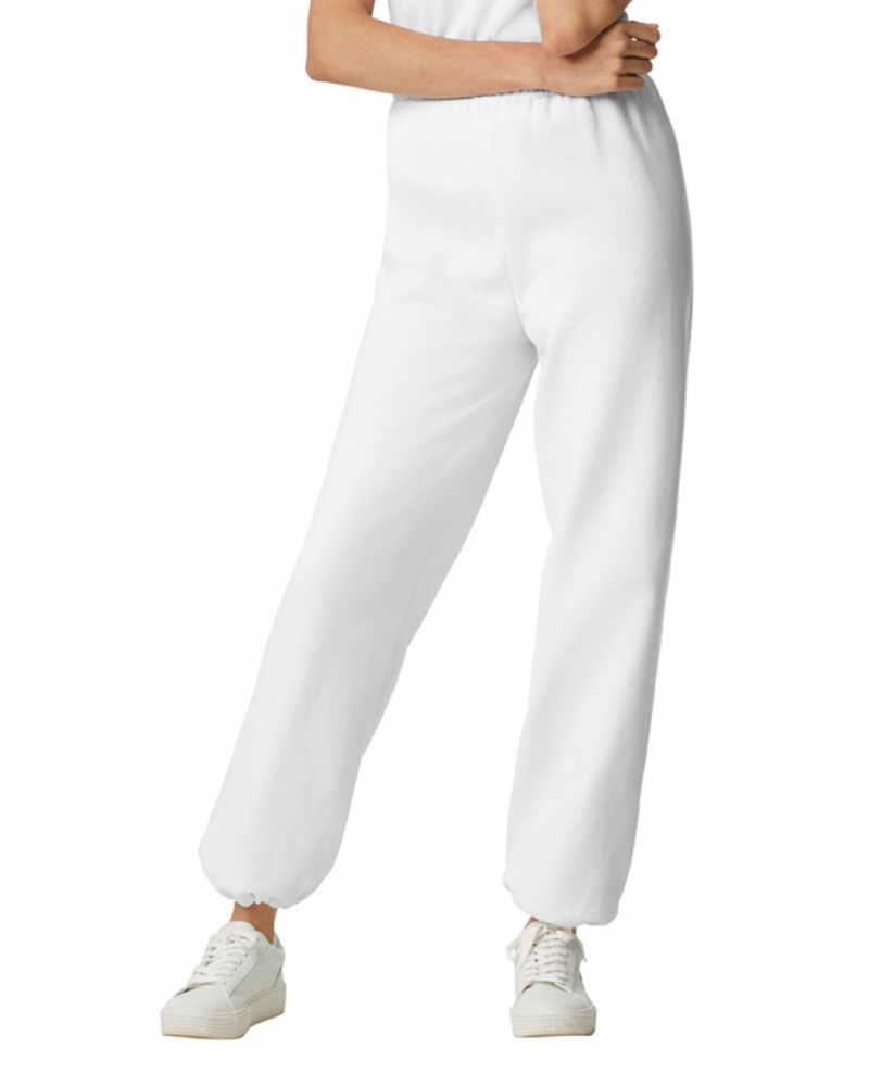 White Women's Gildan 18200 Sweatpants | HMSX68051