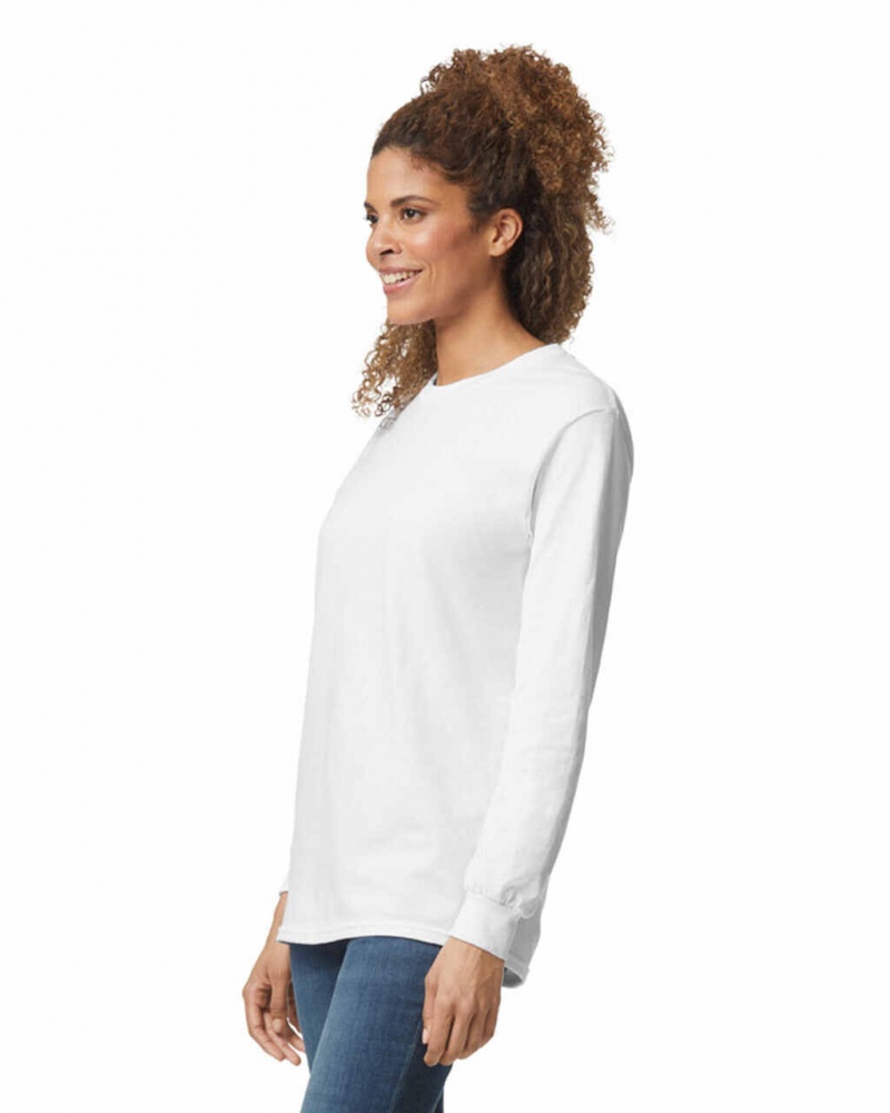 White Women's Gildan 2400 Long Sleeve T-Shirts | PLBI78946