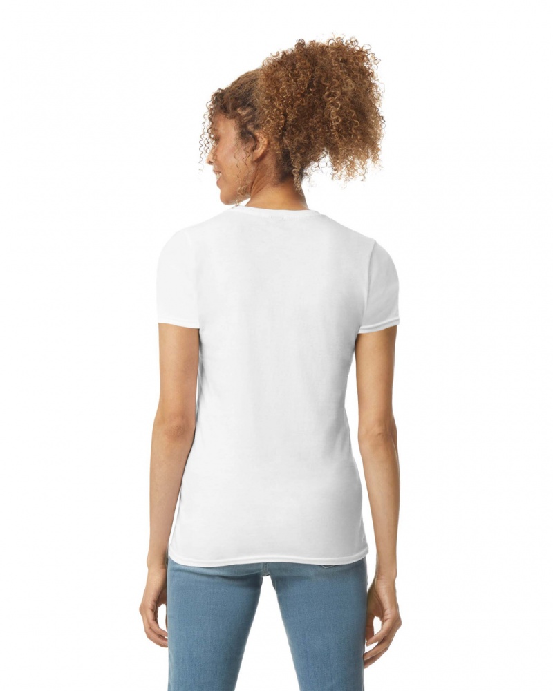 White Women's Gildan 64000L T-Shirts | INUO54062