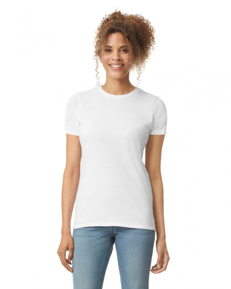 White Women\'s Gildan 64000L T-Shirts | INUO54062