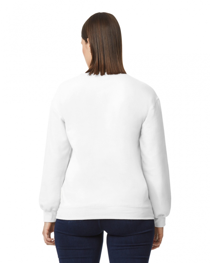 White Women's Gildan SF000 Midweight Fleece Crewneck Sweatshirt | DUJS47632