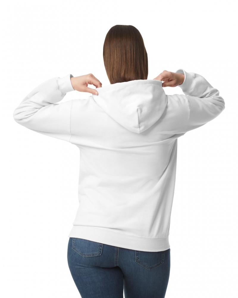 White Women's Gildan SF500 Midweight Fleece Hoodie | FGBK69570